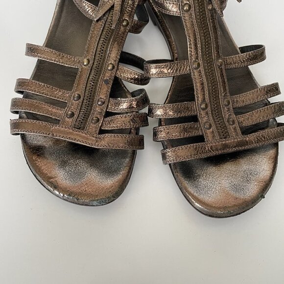 Stuart Weitzman Strappy Gladiator Flat Sandals Zipped Open-Toe Bronze Brown 6 - Picture 8 of 12